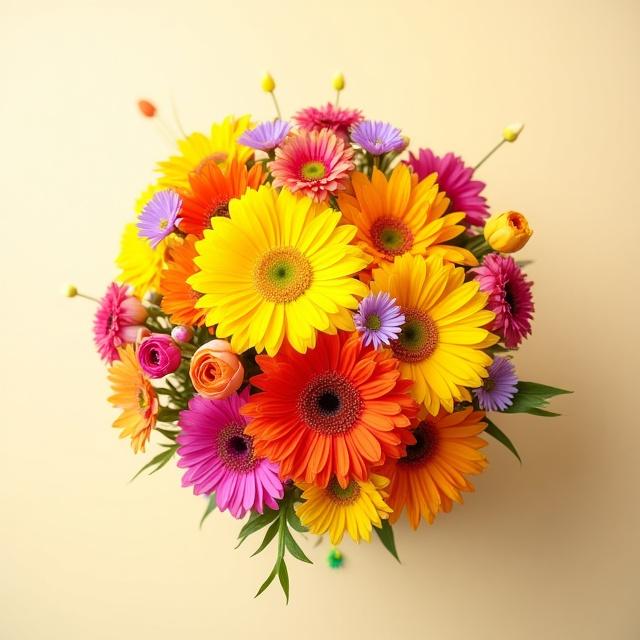 鮮やかな色彩のギフトブーケ、喜びのハーモニー。