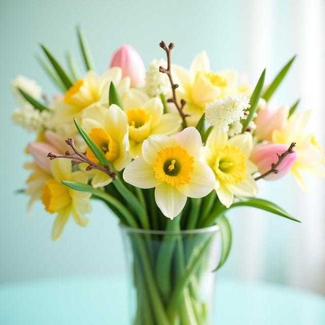 春の訪れを告げる、パステルカラーのブーケ。