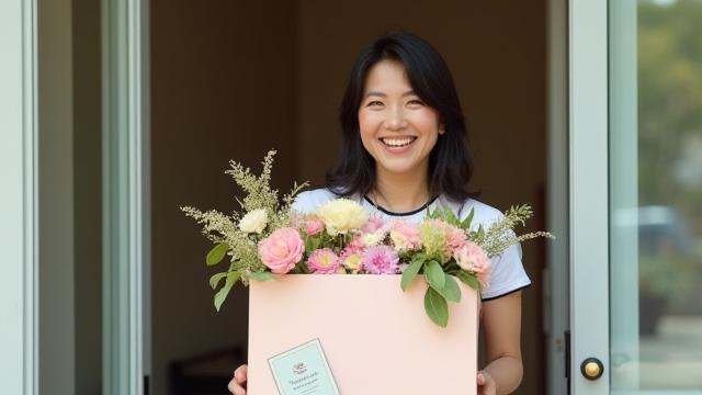 花束を受け取る喜び